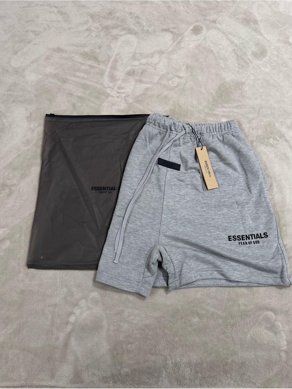 Essentials Light Gray Logo Athletic Shorts